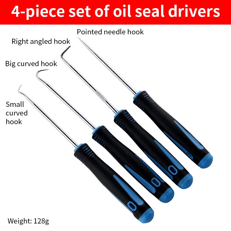 Chrome Vanadium Oil Seal Hook Set 4-Piece Auto Repair Tool