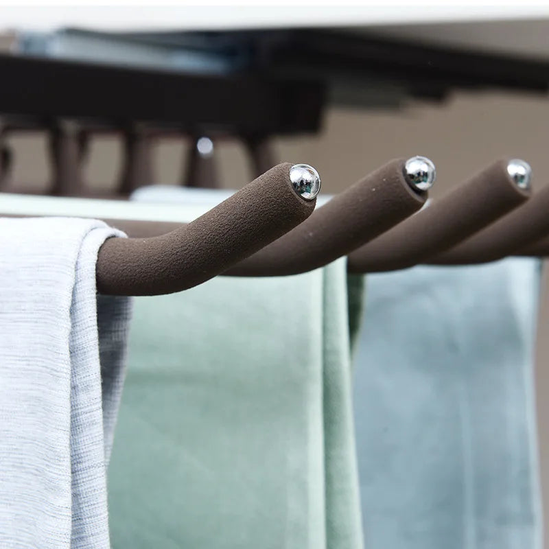 Wall Mounted Pull-out Damping Slide Trouser Rack Aluminum Alloy Brown/Dark Grey