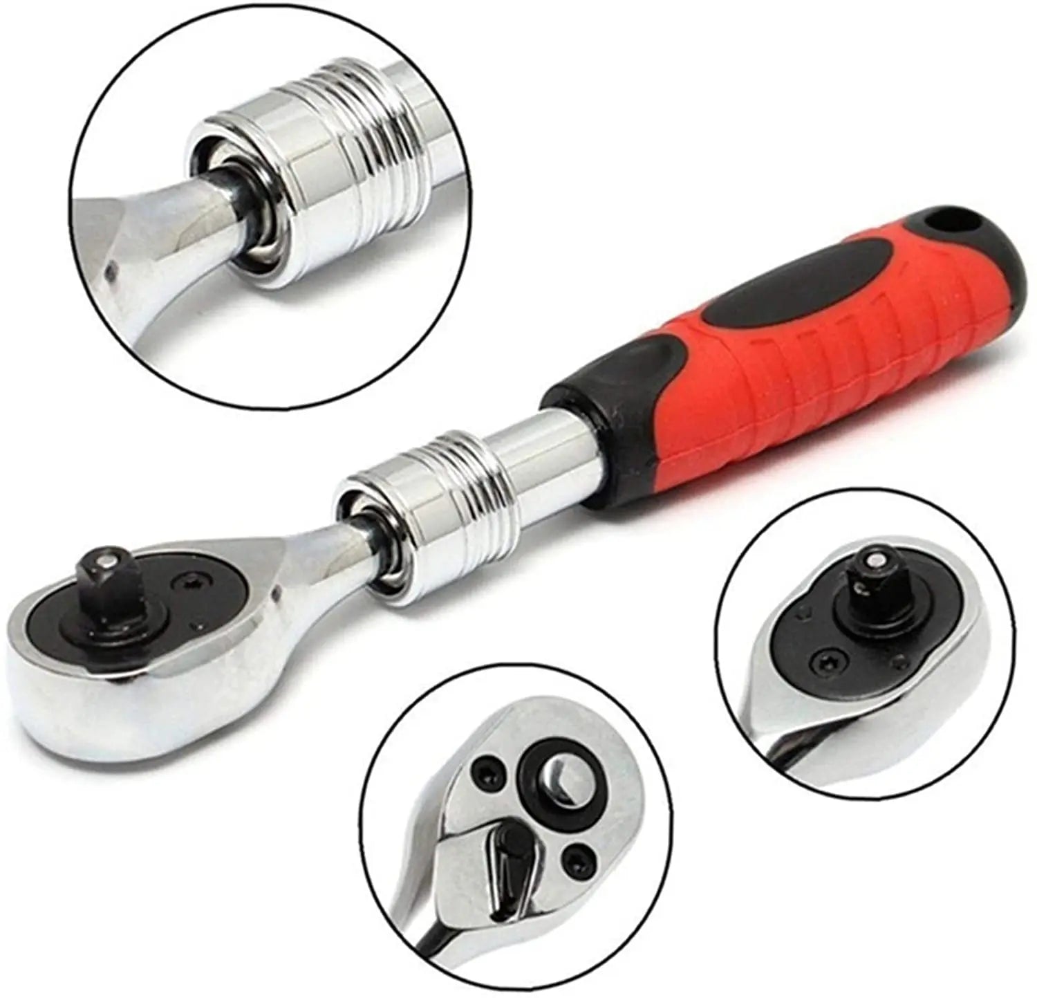 Flexible Ratchet Wrench 72T CR-V Quick Release Extendable Spanner 1/4 3/8 1/2 Inch