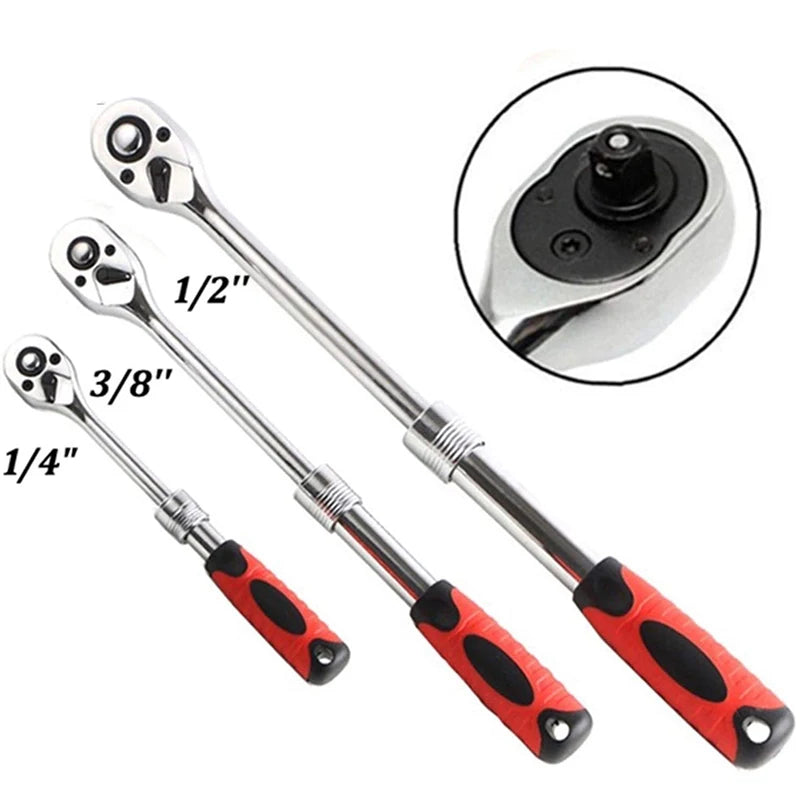 Flexible Ratchet Wrench 72T CR-V Quick Release Extendable Spanner 1/4 3/8 1/2 Inch