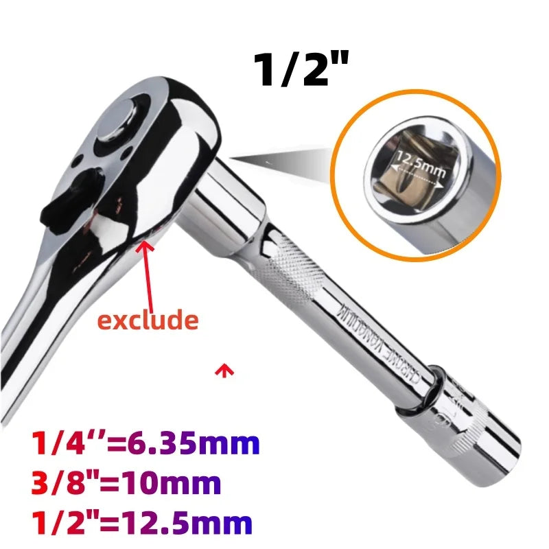 Vayne Carbon Steel Socket Ratchet Wrench Extension Bar 1/4 50mm Chrome